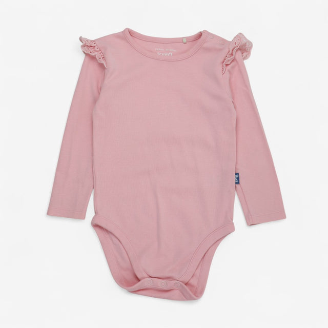 Bodysuit LS Pink Frill Shoulder