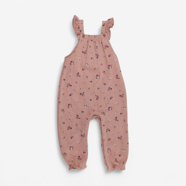 Jersey Dungarees Pink with Flowers