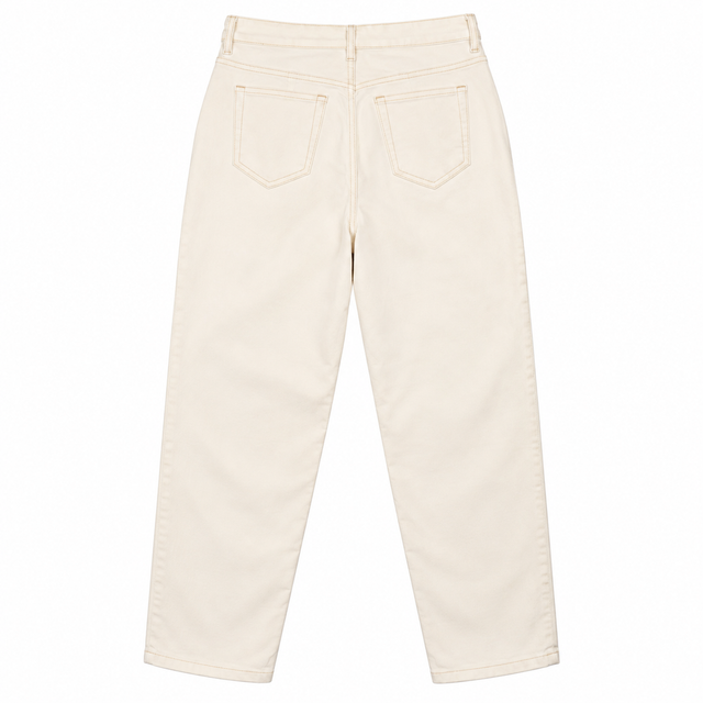 Jeans Cream Ecru High Rise Mom Straight Stretch De