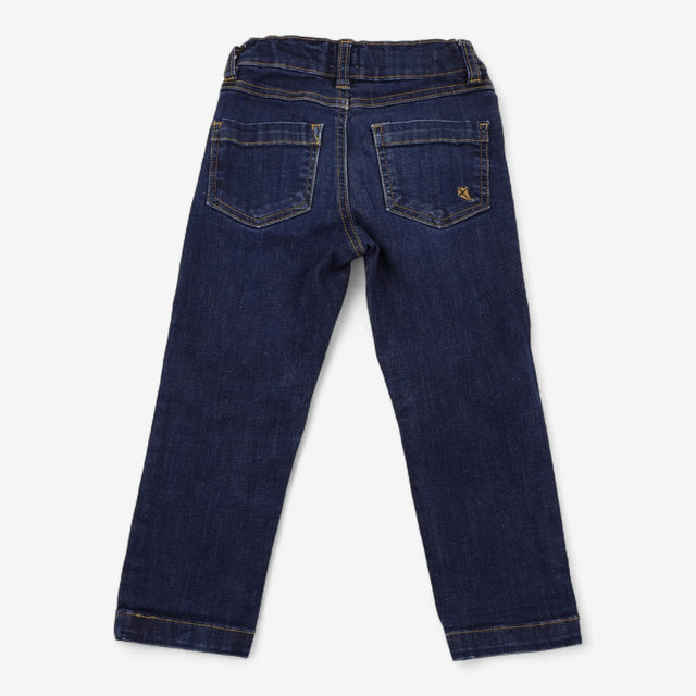 Jeans dark blue with faded knees