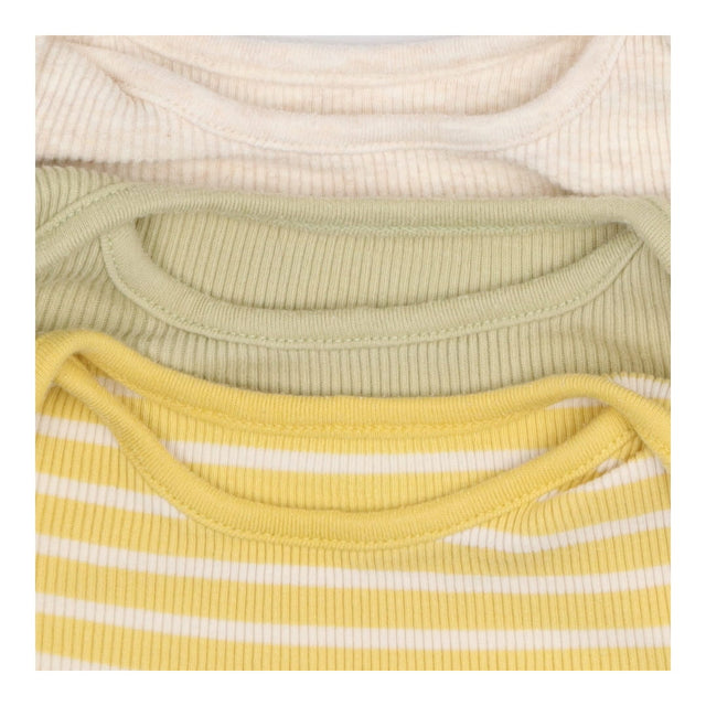 Bodysuit Ribbed Green, Striped Yellow and Cream 3-