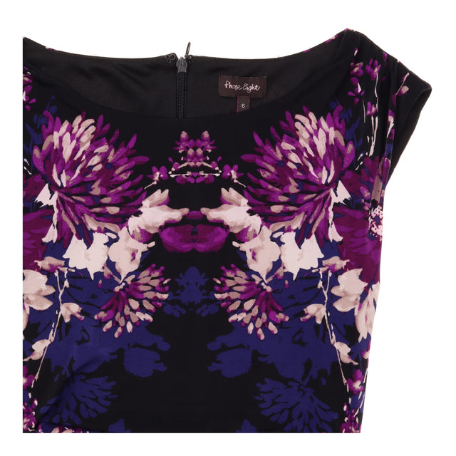 Purple Floral Ruched Bodycon Occasion Dress