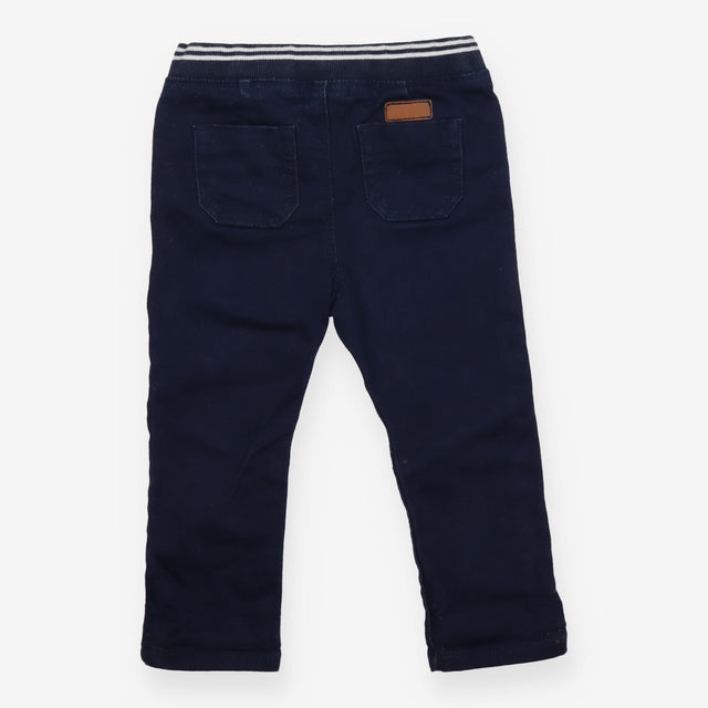 Navy Jeans with Striped Waistband
