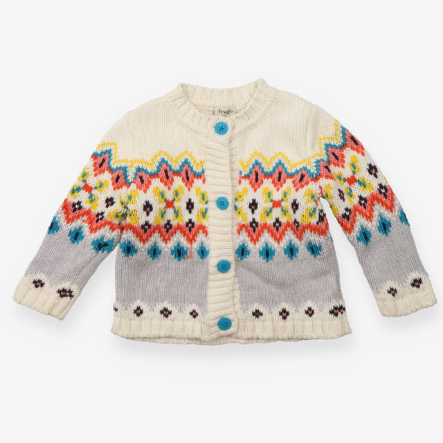 Cardigan knit colourful fairisle