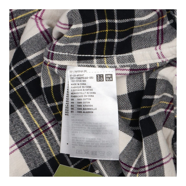 Checked Flannel Shirt Cream Pintuck Long Sleeve