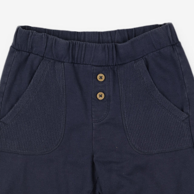 Joggers Navy Ribbed pockets wooden buttons