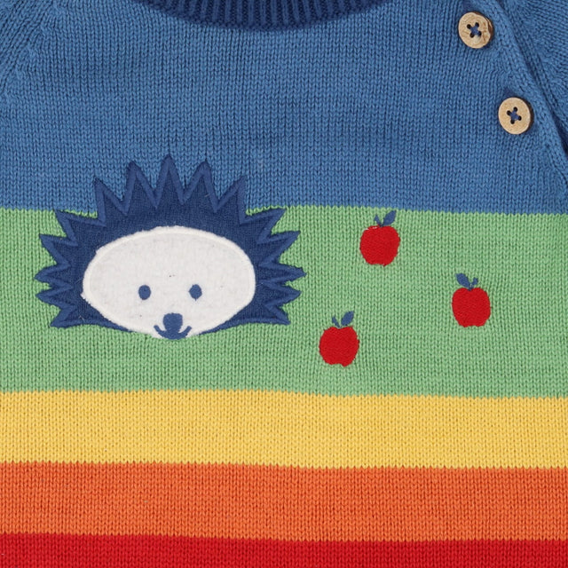 Happy hedgehog rainbow knit romper