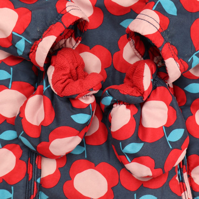 Pink and red Floral Fleece Pramsuit with Mittens