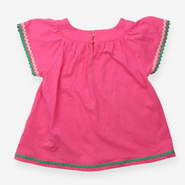 Pink smock top green white rick rack