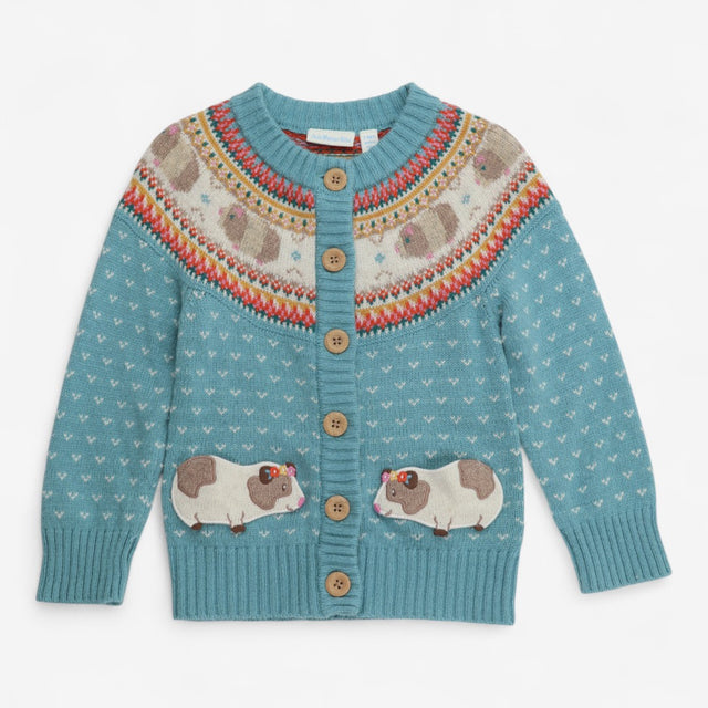 Cardigan Fairisle Knit with Guinea Pigs