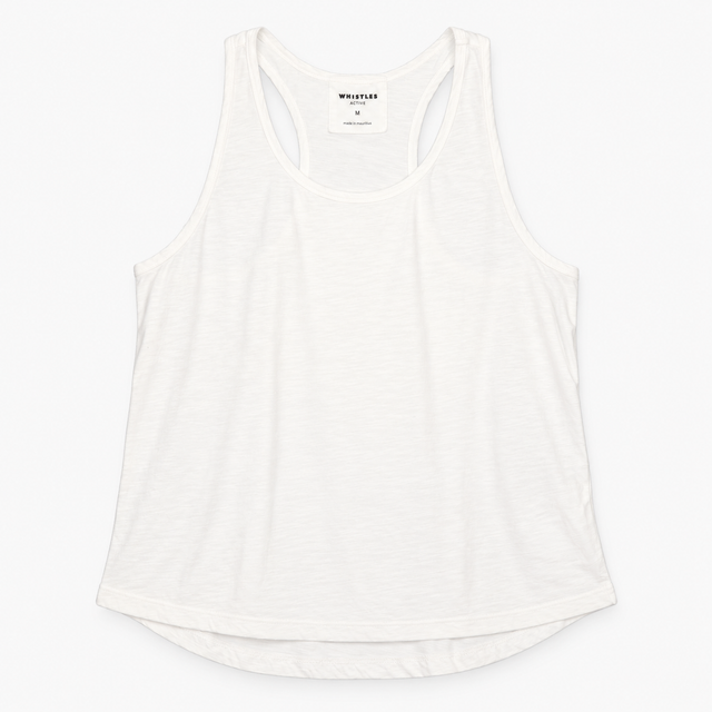 Active Sleeveless Racerback Tank Top Scoop Neck Wh