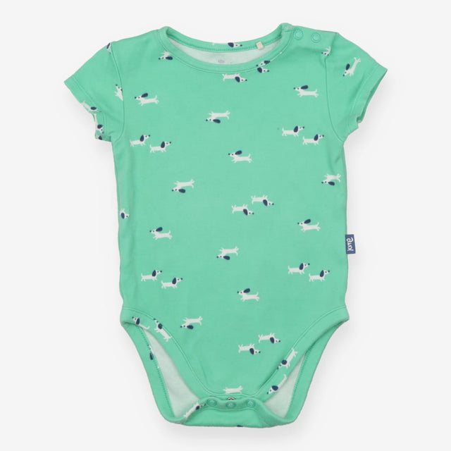 Bodysuit short sleeves green dogs