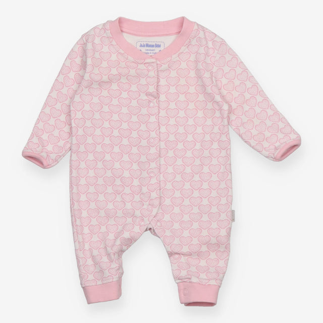 Pink Hearts Footless Sleepsuit