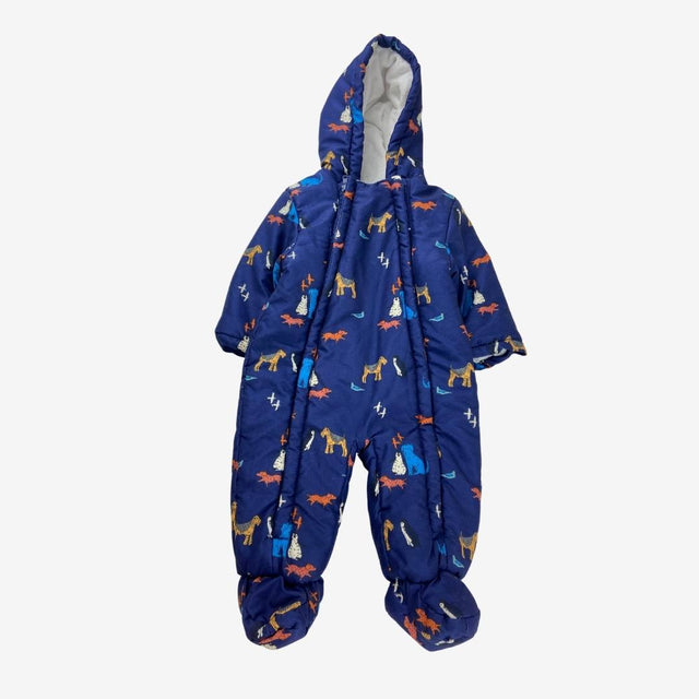 Navy pramsuit with dog print
