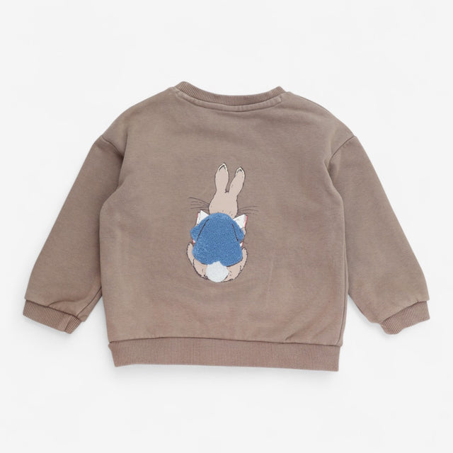 Sweater brown with peter rabbit applique