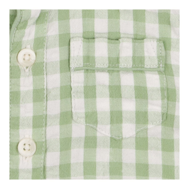 Shirt grandad collar green white check