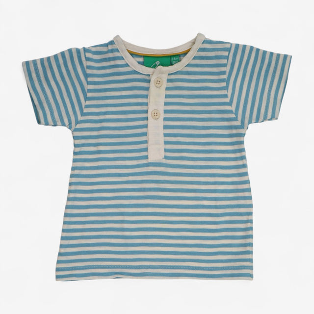 T-shirt Henley Blue and Cream Stripe