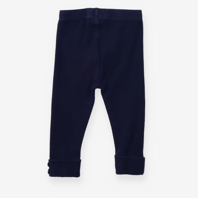 Navy Ribbed Leggings with Buttons