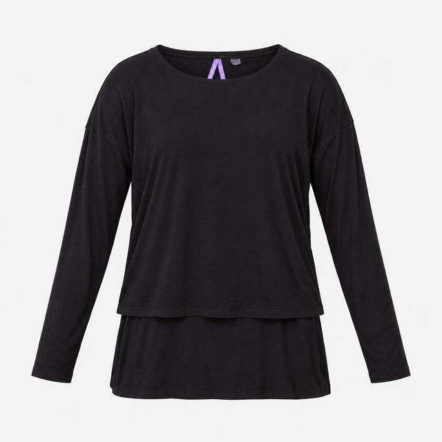 Maternity&Nursing Top Black Layered Long Sleeve Cr