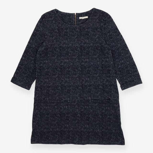Blue Tweed Textured Knit Dress