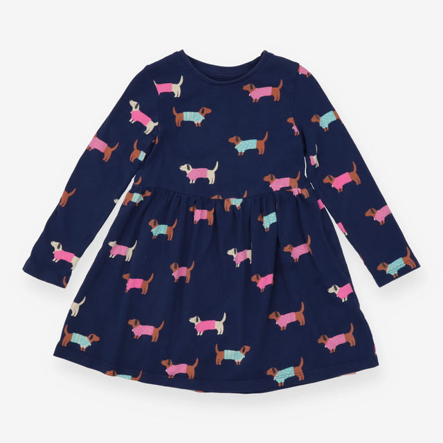 Jersey Dress Navy with Sausage Dogs