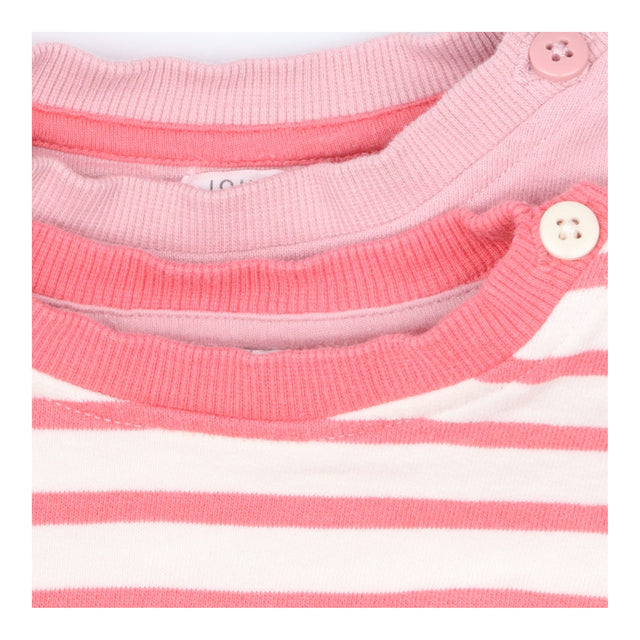 Sweatshirt 2pc pink striped pocket button shoulder