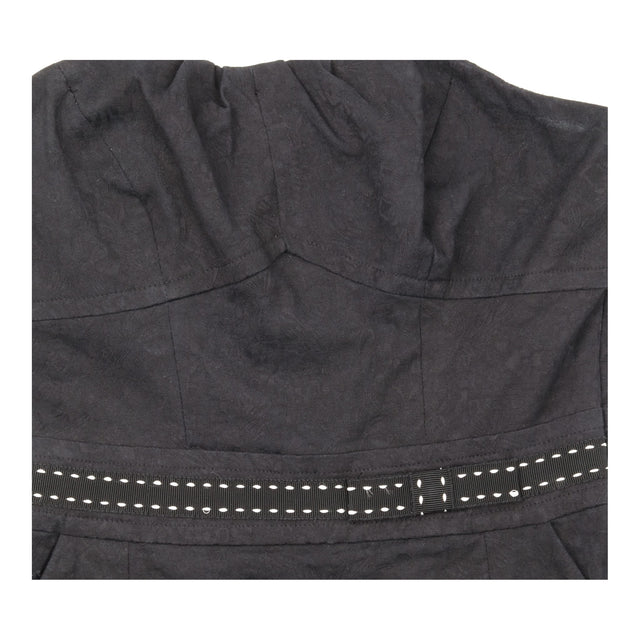 Dress Black Strapless Contrast Stitching Pocket Mi