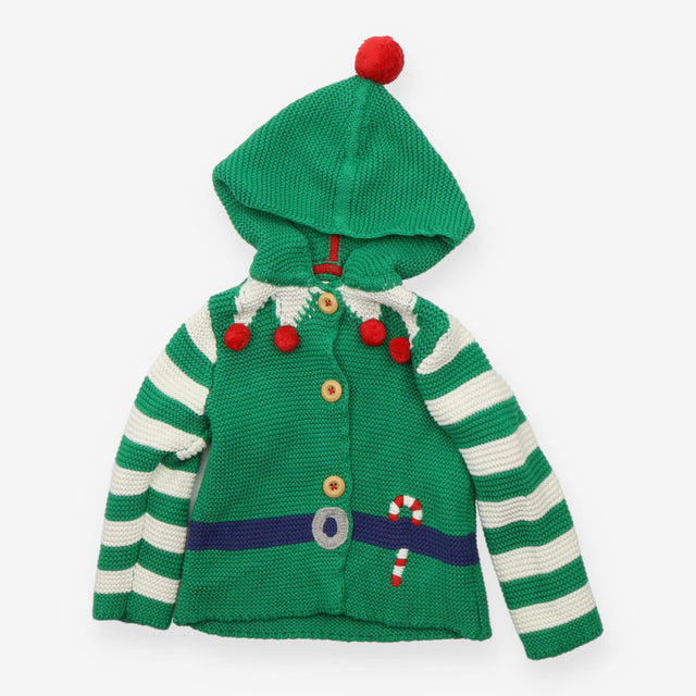 Cardigan with hood green festive elf