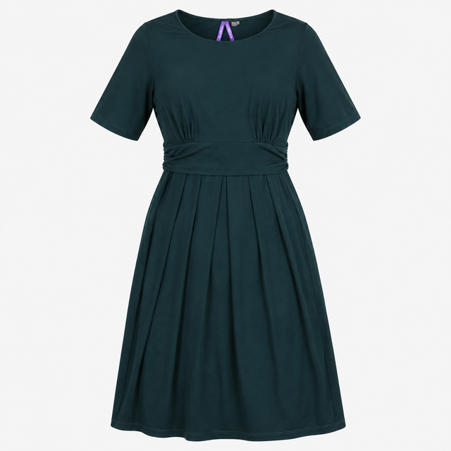 Dark Teal Layered Maternity and Nursing Midi Dress