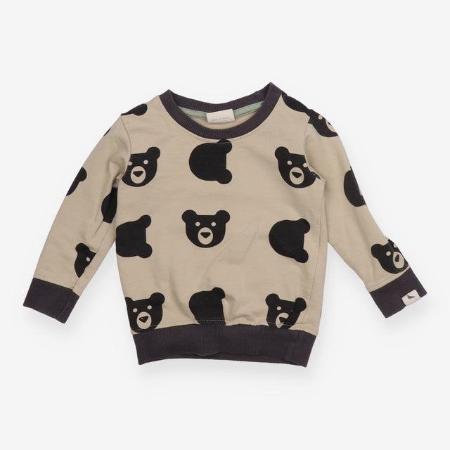 Jersey Sweater Beige and Black Bear Print