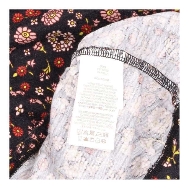 Midi Dress Navy Floral Print Smocked Waist Long Sl