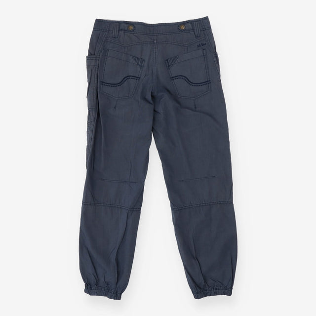 Cuffed blue cotton cargo trousers