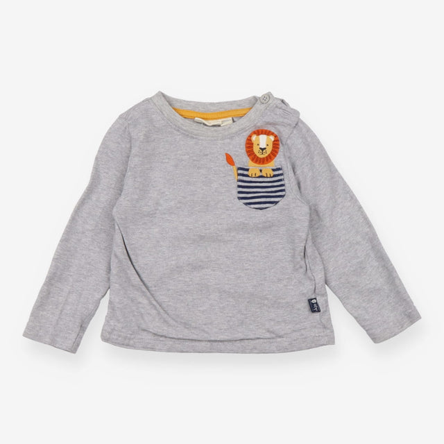 Tshirt long sleeve grey lion pocket