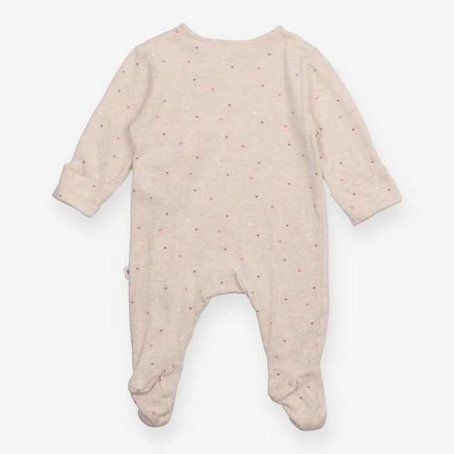 Sleepsuit cream with pink hearts