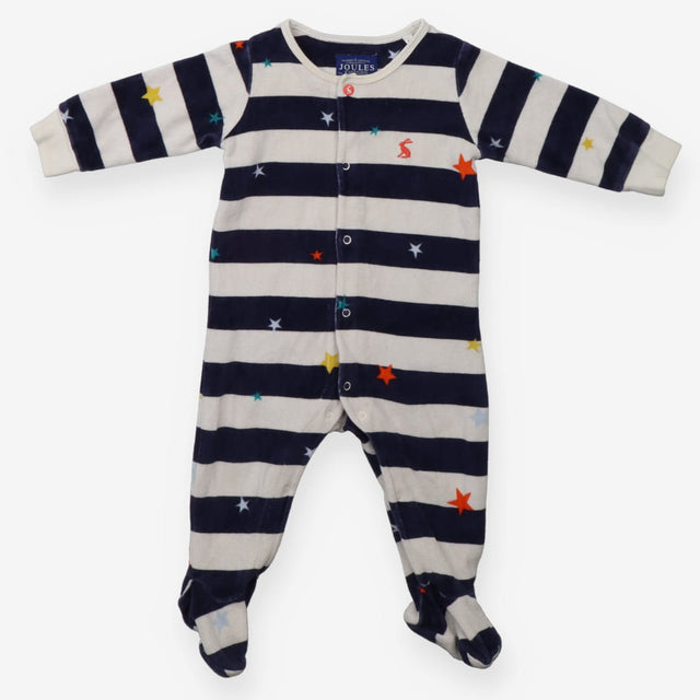 Sleepsuit velour blue white stripe stars