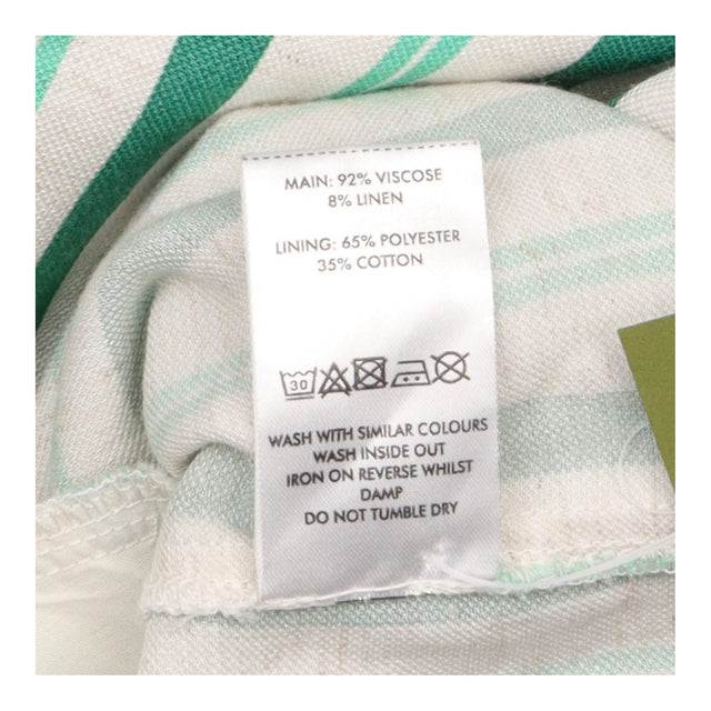 Green White Striped Viscose Linen Short Sleeve Dre