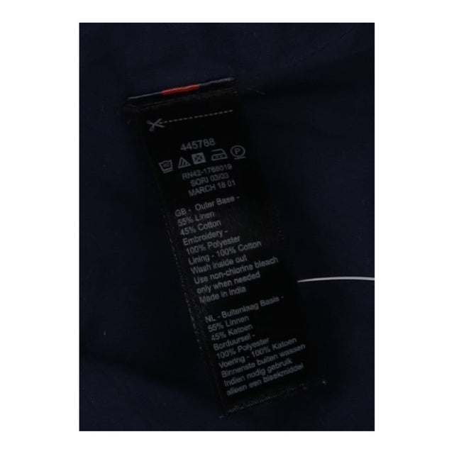 Dress Navy Geometric Embroidered Linen Blend Short