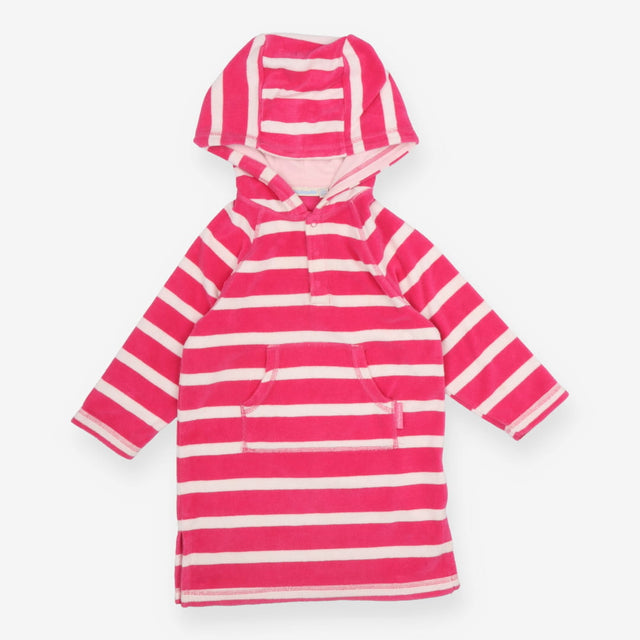 Towelling cover up pink white stripe