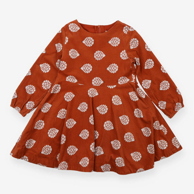 Dress Long Sleeved Cord Brown Hedgehogs