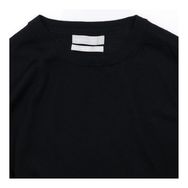 Jumper Black Extra Fine Merino Wool Crew Neck Long