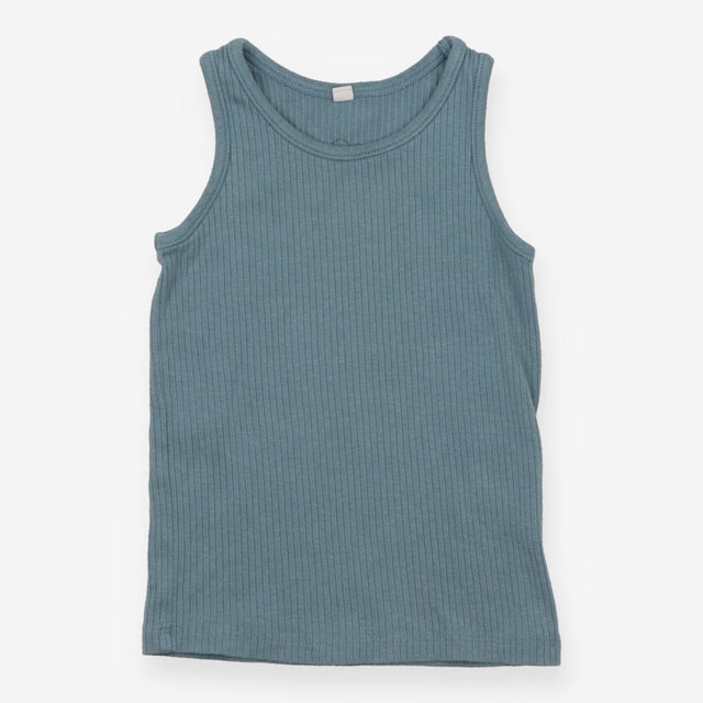 Blue Ribbed Vest Top