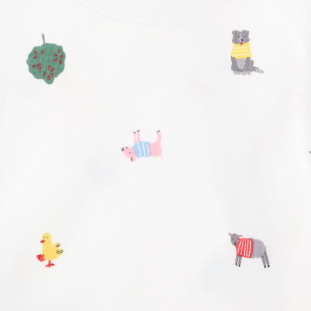 Romper white cross over animals