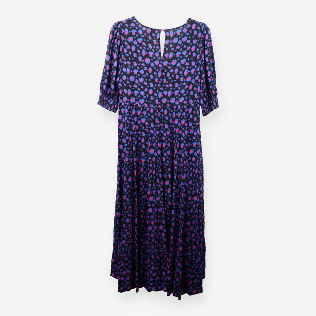 Maxi Dress Leopard Print Tiered Blue Pink