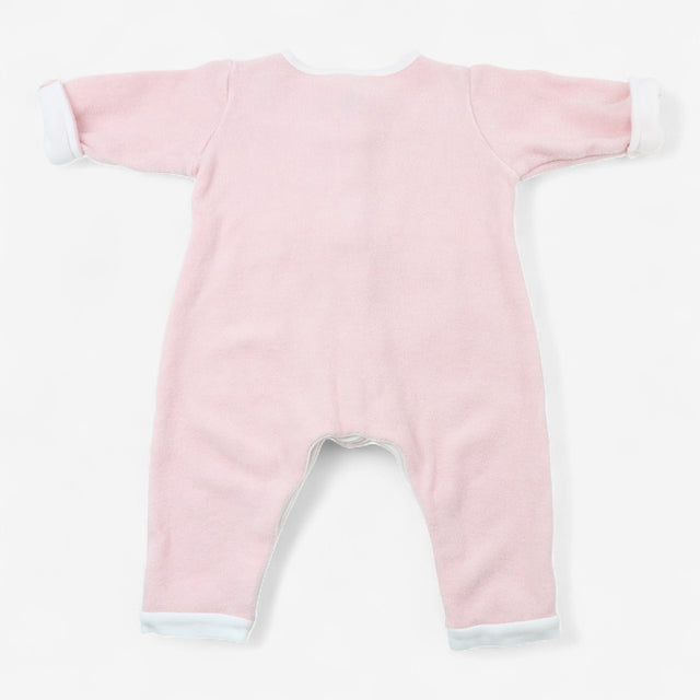 Romper Terry Pink with White Drawstring Waist