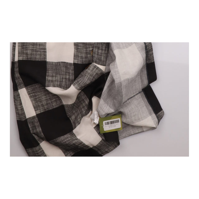 Black White Gingham Check Lyocell Linen Square Nec