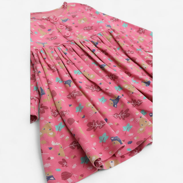Dress pink woodland critters