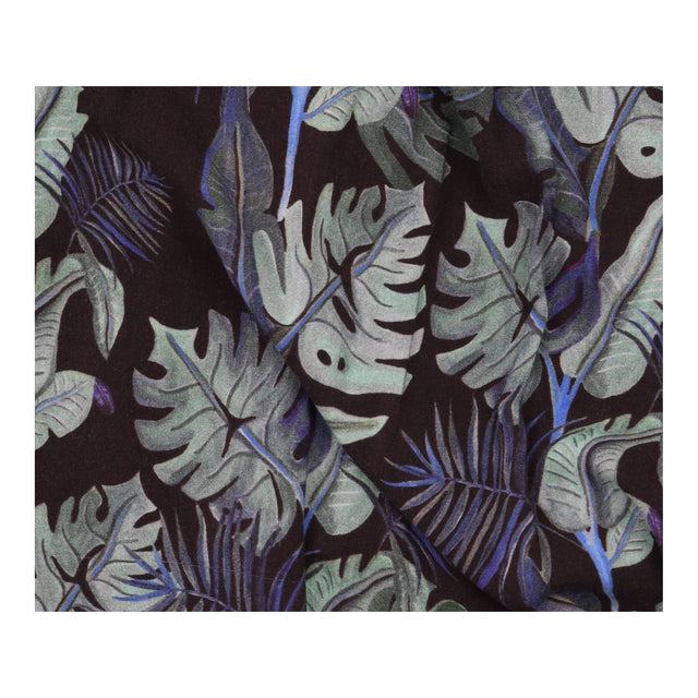 Tropical Leaf-Print Belted Shirt Dress