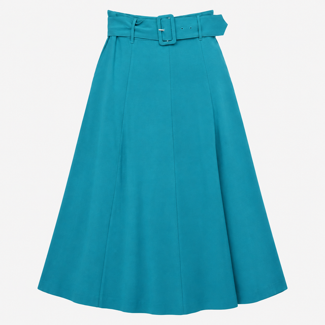 Midi Skirt Teal Belted