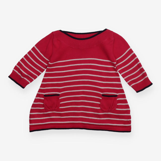Dress long sleeve stripe hot pink
