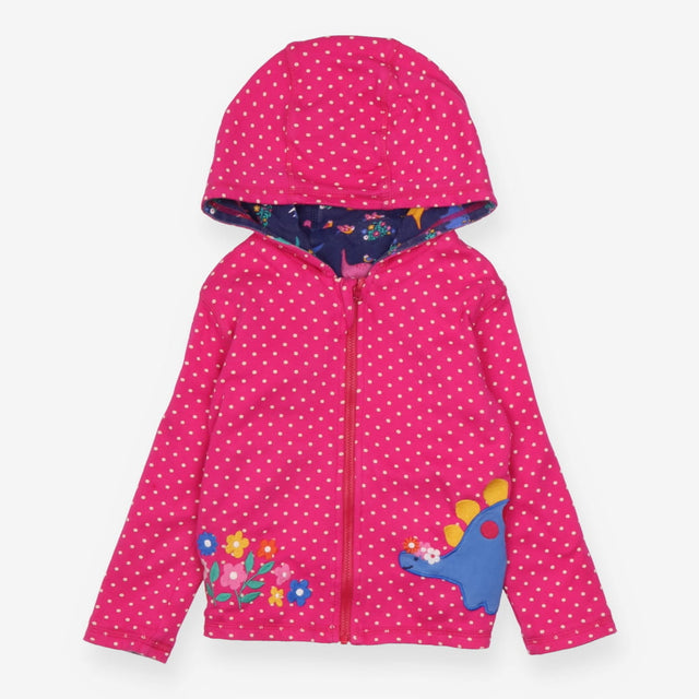 Hoodie reversible blue dinos pink spot